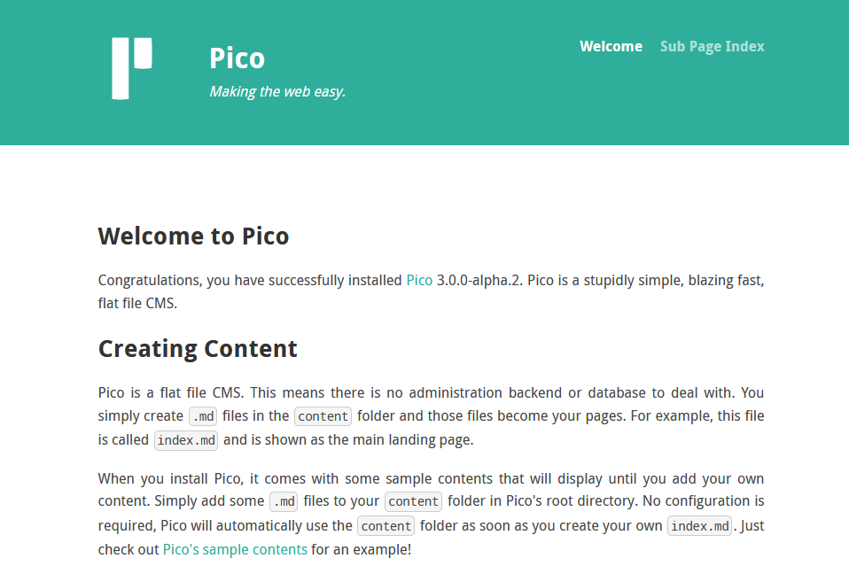Pico installation