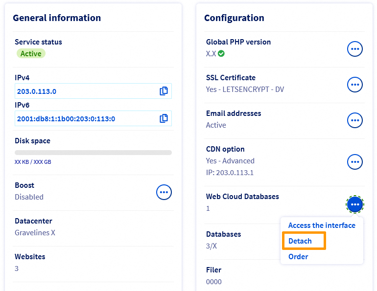 Detach Web Cloud Databases