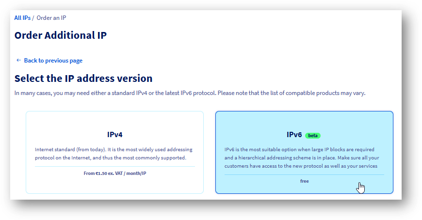 page de configuration
