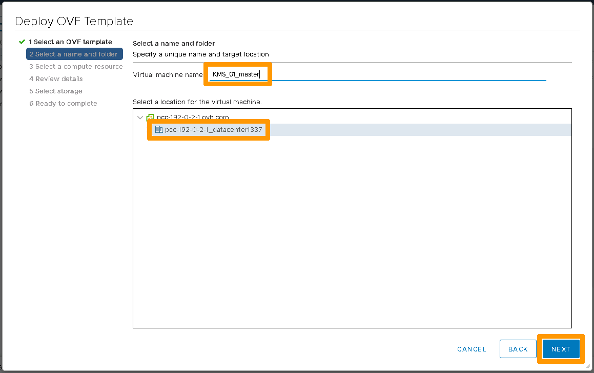 Select a name and folder