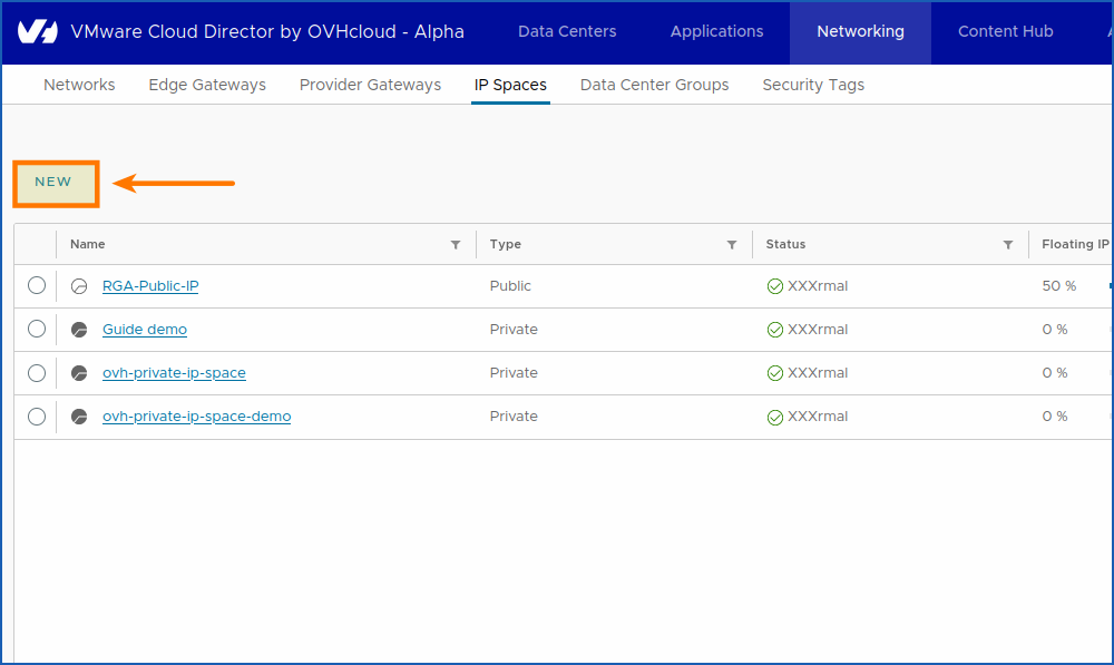 Public VCF as-a-Service Networking IP Spaces