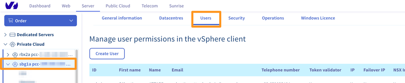 utilisateur vsphere