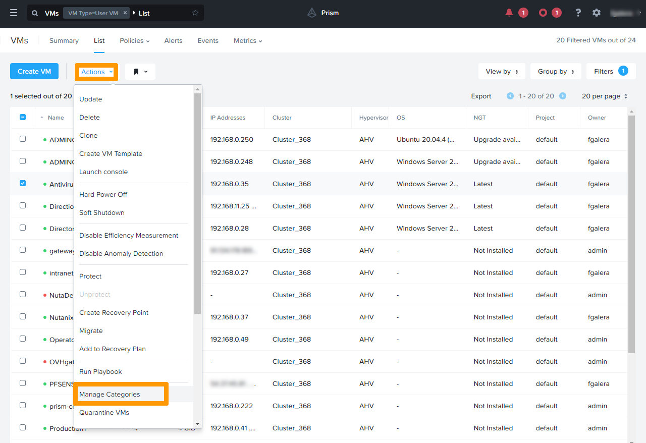 Add VM to Category 03