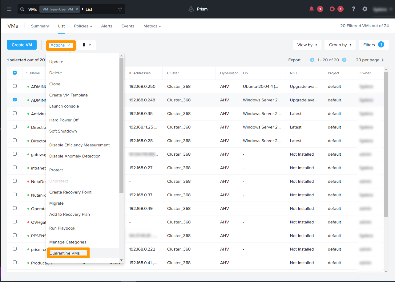 Add VM to Quarantine 03