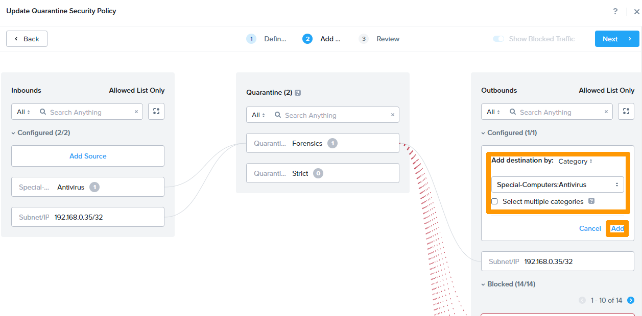 Configure Quarantine 18