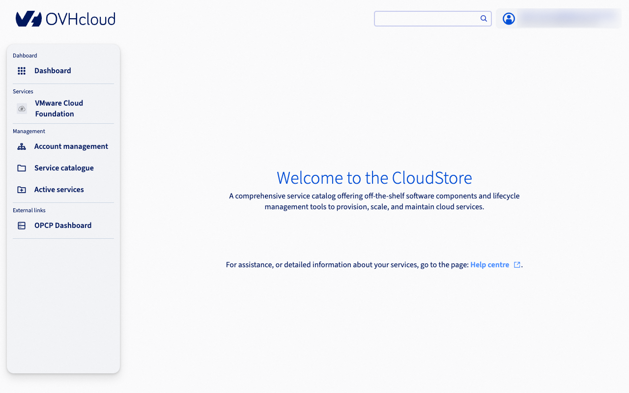 CloudStore dashboard