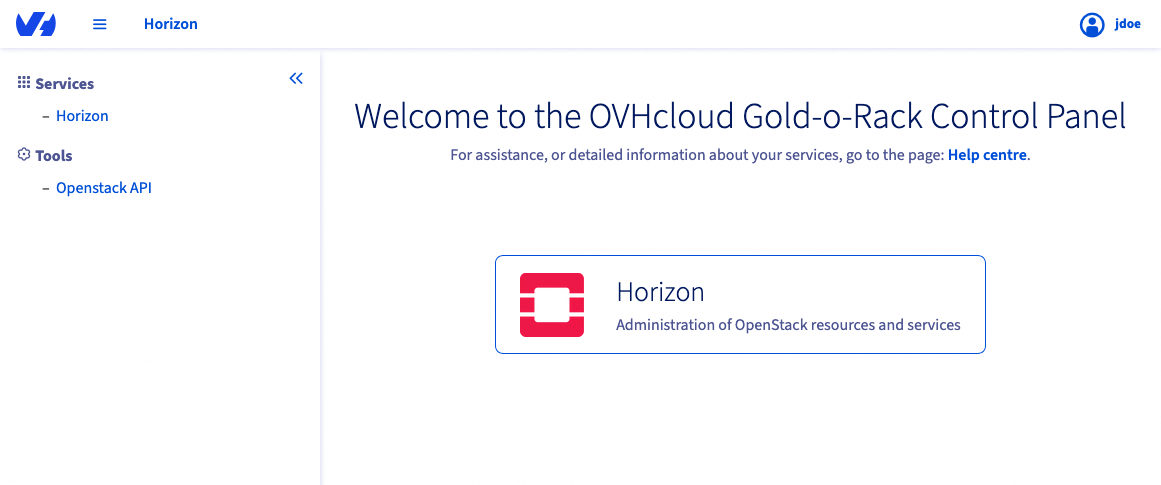 Dashboard visible une fois identifié