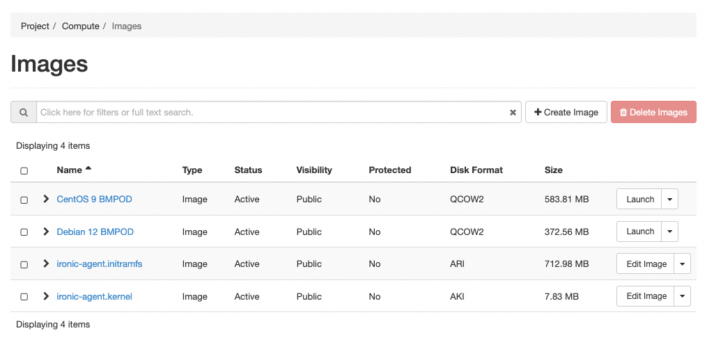 Capture d'écran de la section Images