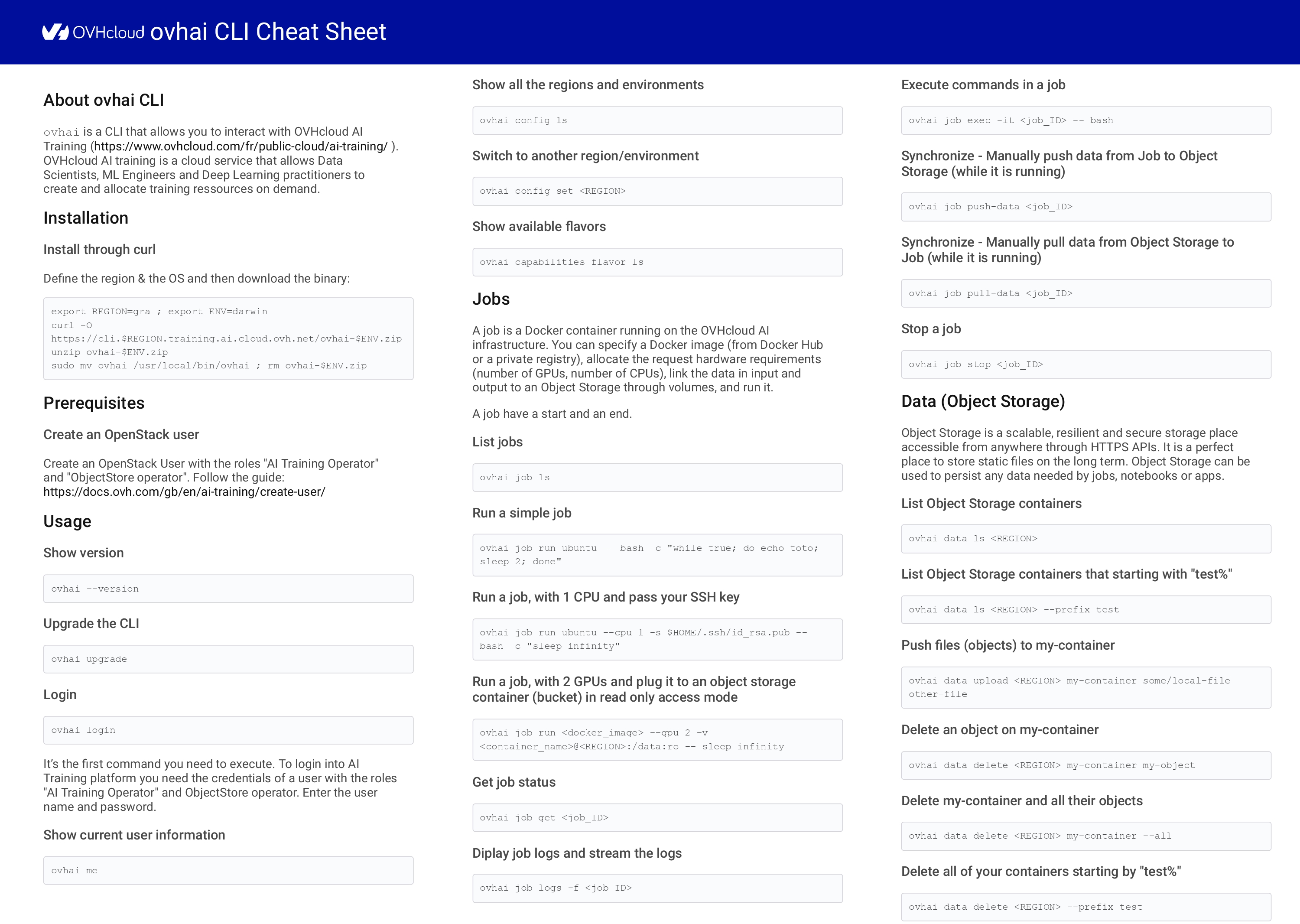 ovhai CLI cheat sheet - part 01