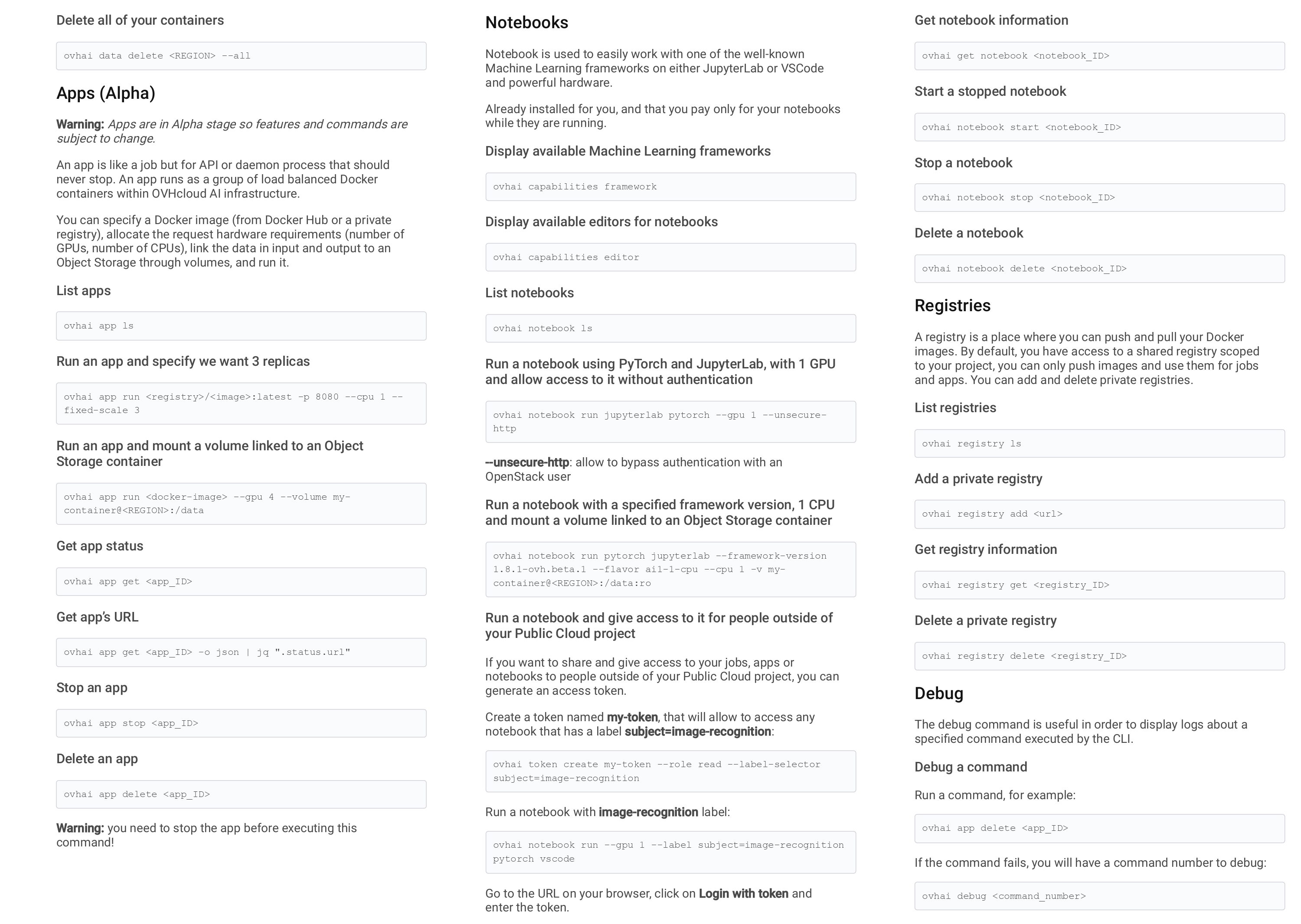 ovhai CLI cheat sheet - part 02