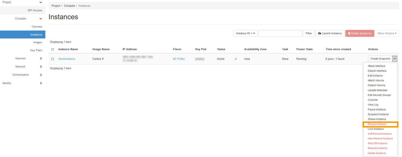 Redimensionar instancia