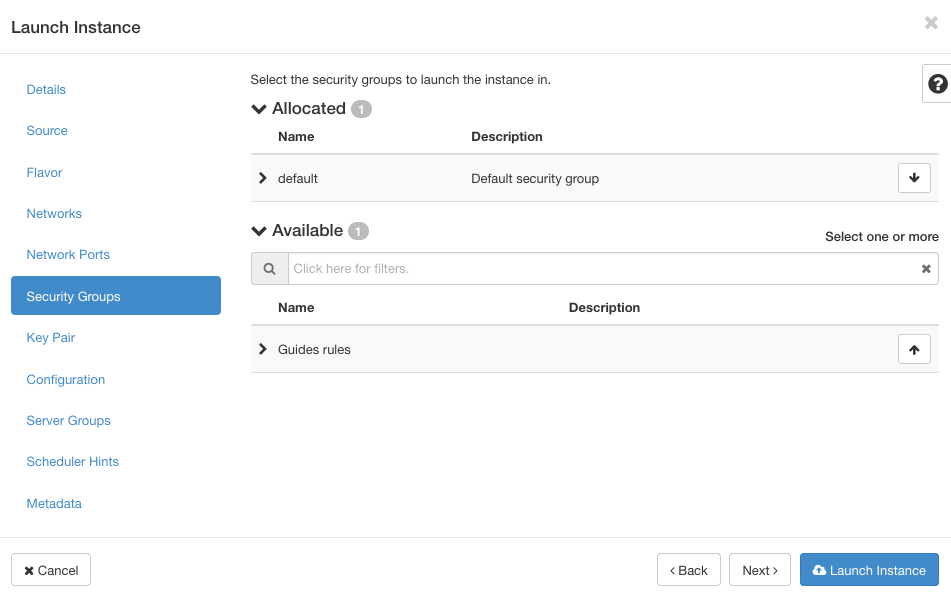 assign security group