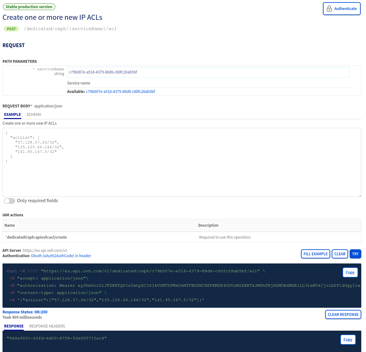 Add ACL on Cloud Disk Array