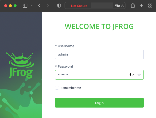 Artifactory login page