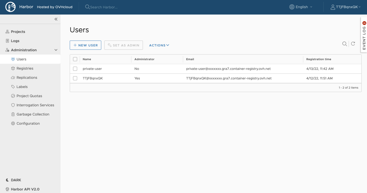 Managing users and projects