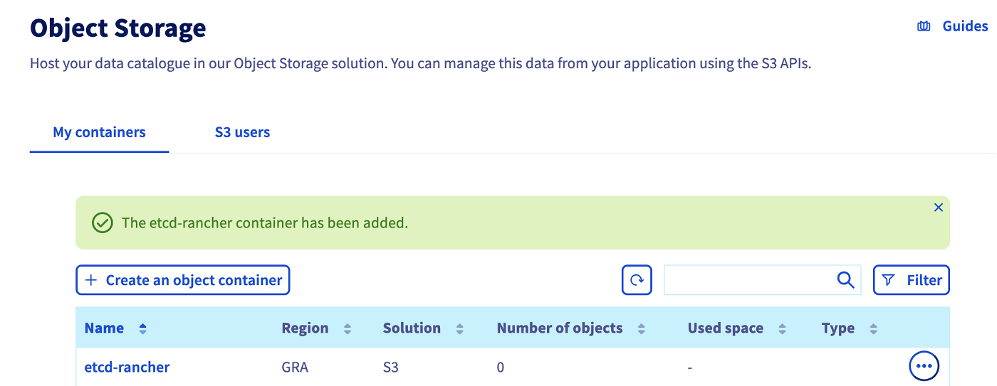 OVHcloud Object Storage Rancher