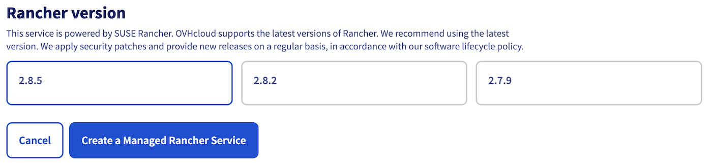 Create an OVHcloud Managed Rancher Service