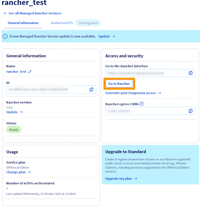 rancher user interface