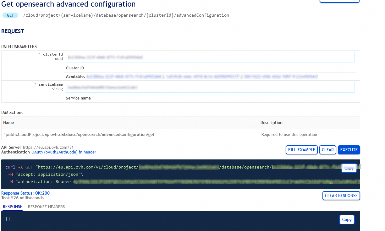 Get OpenSearch advanced configuration