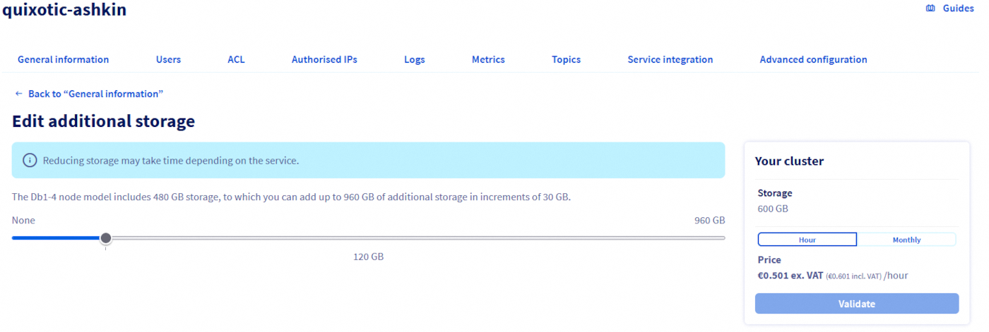Edit additional storage