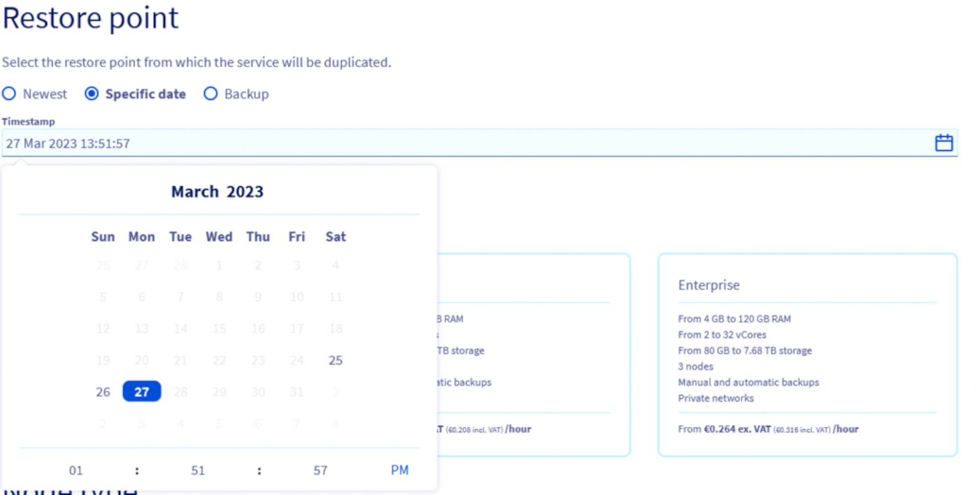 Restore point from a specific date