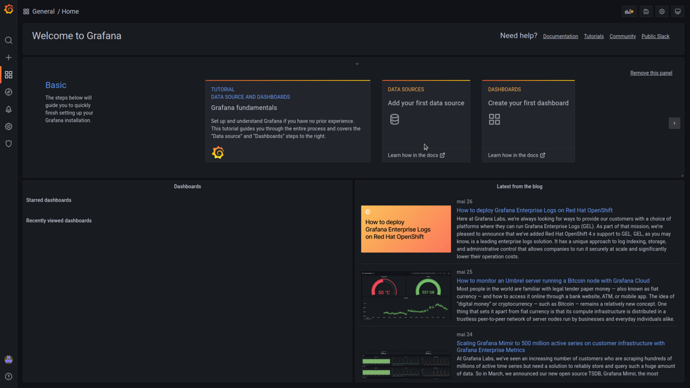 Grafana first connection