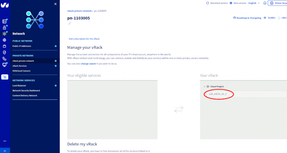 Ajouter un projet Public Cloud à Vrack