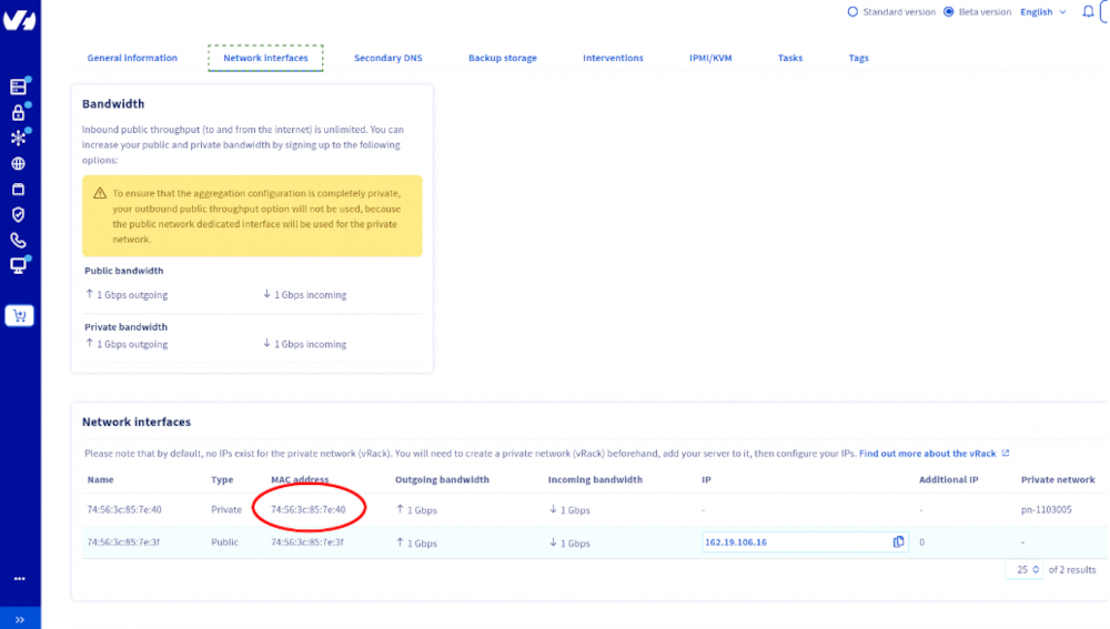 Obtenir l'adresse MAC