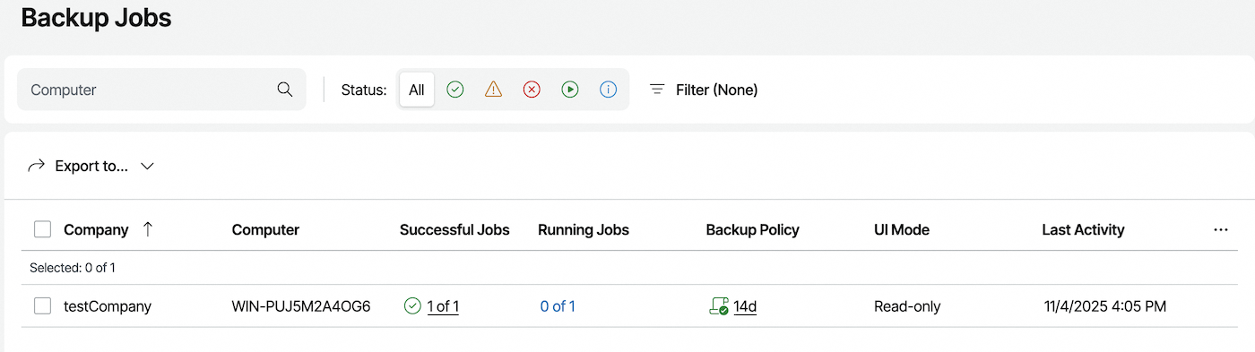 Backup Agent VSPC Backup Jobs