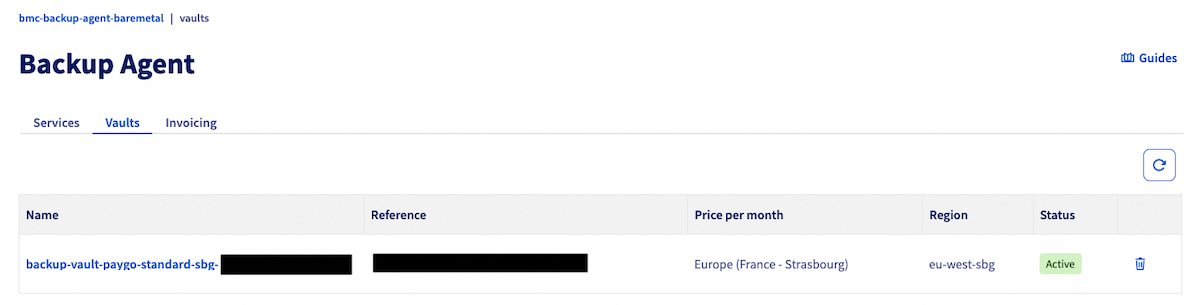 Backup Agent Vault List