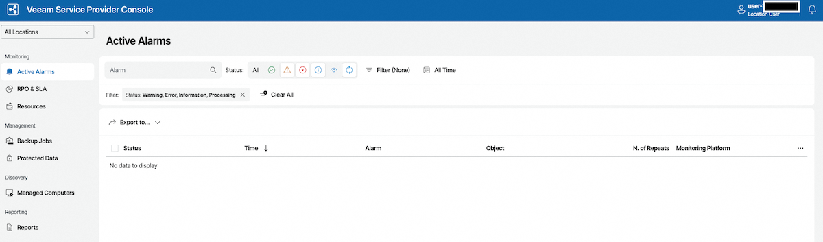 Backup Agent Alarm Management