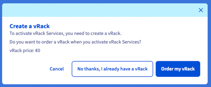 vrack activation popup