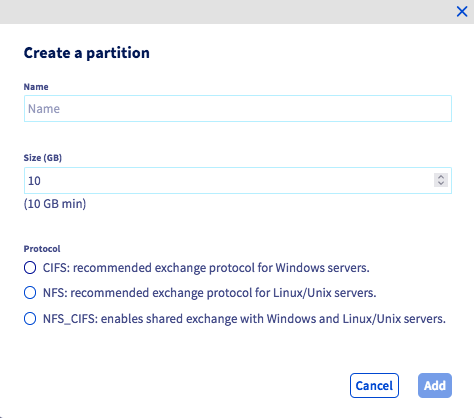 atributos de la partición
