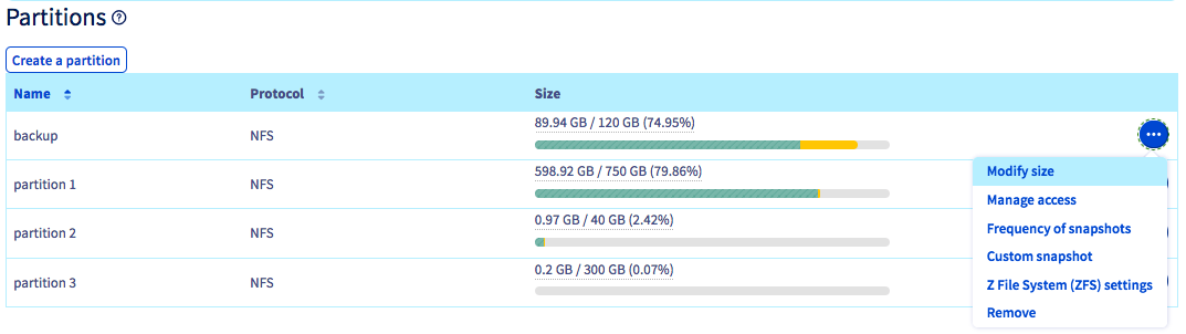 cambiar el tamaño de una partición