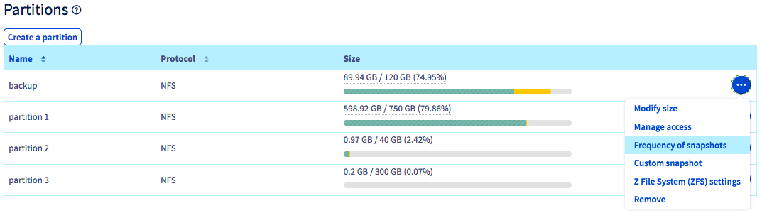 cambiar la frecuencia de los snapshots