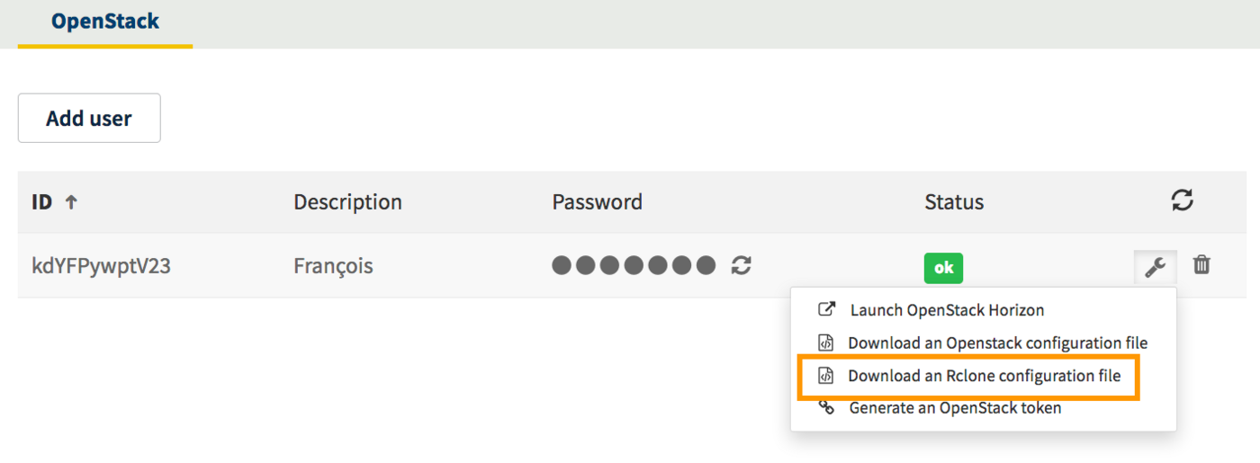 Télécharger un fichier de configuration rClone