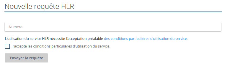Formulaire de nouvelle requête HLR