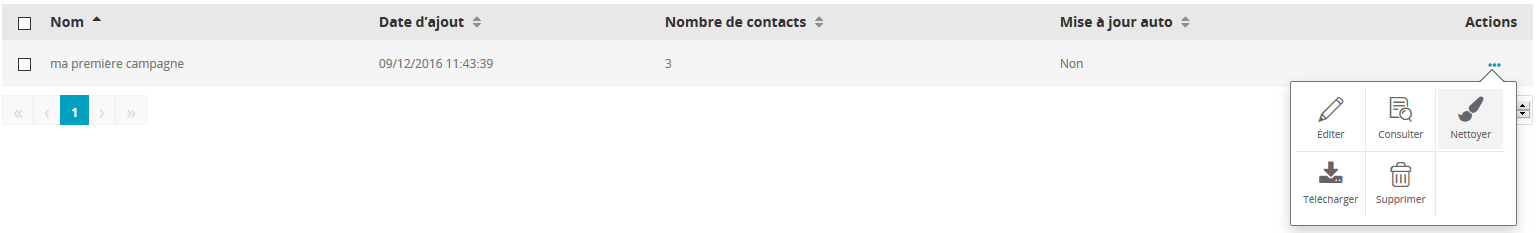 Sélection du carnet de contacts à nettoyer