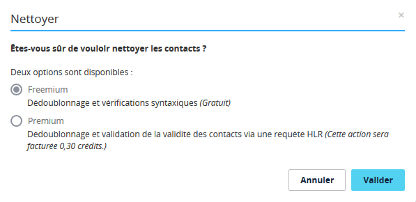 Options de nettoyage Freemium et Premium