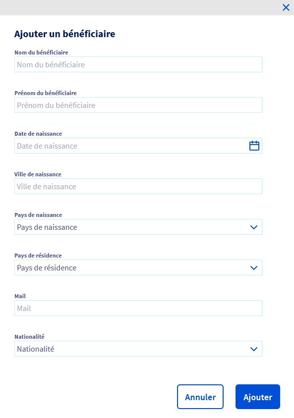 ajout bénéficiaires