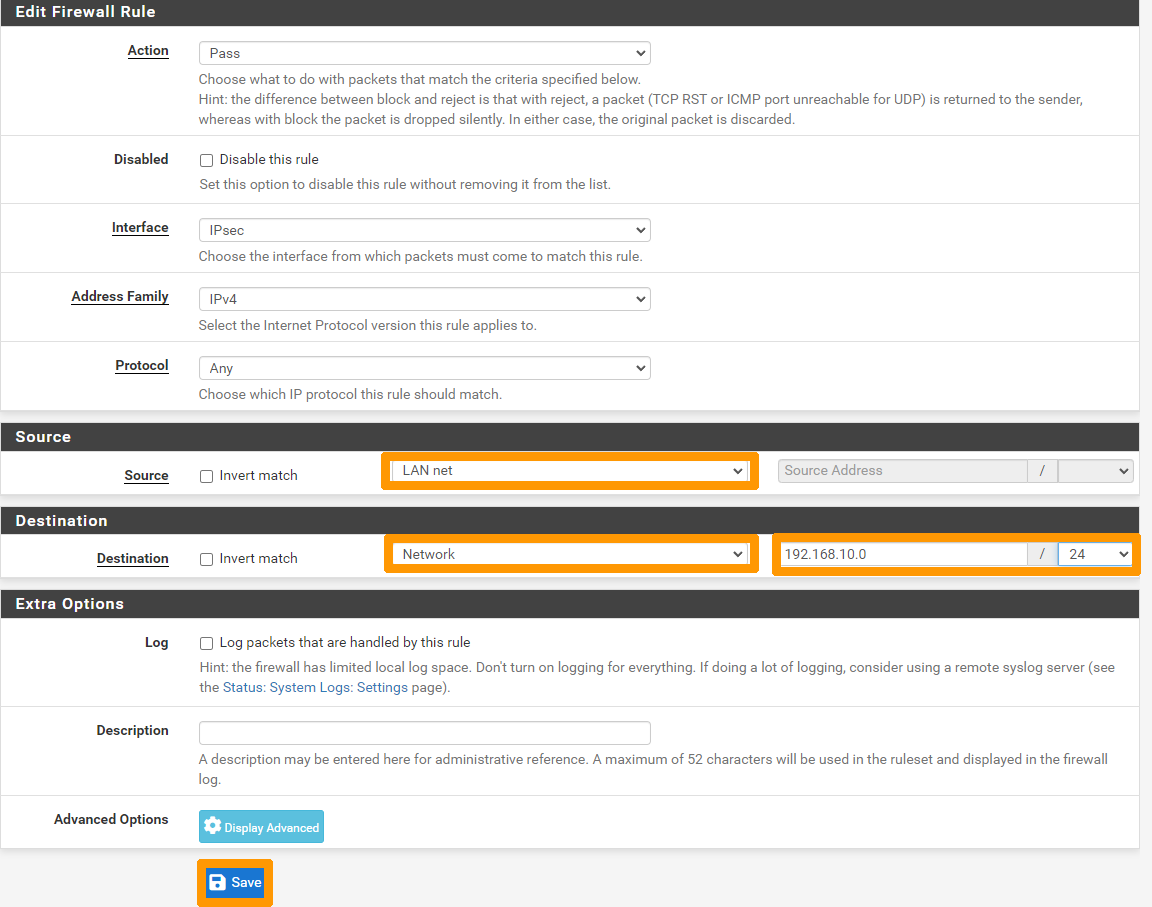 Create IPsec firewall rule France03