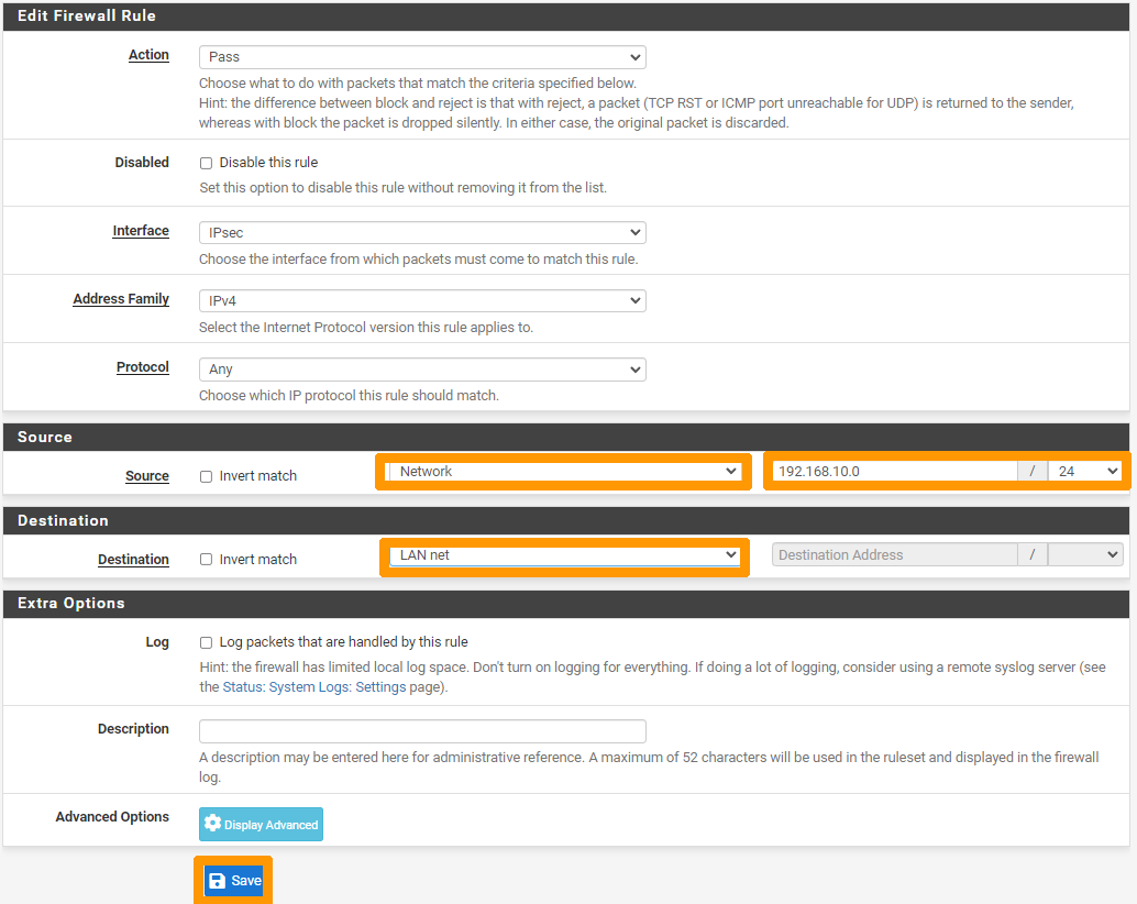 Create IPsec firewall rule France05