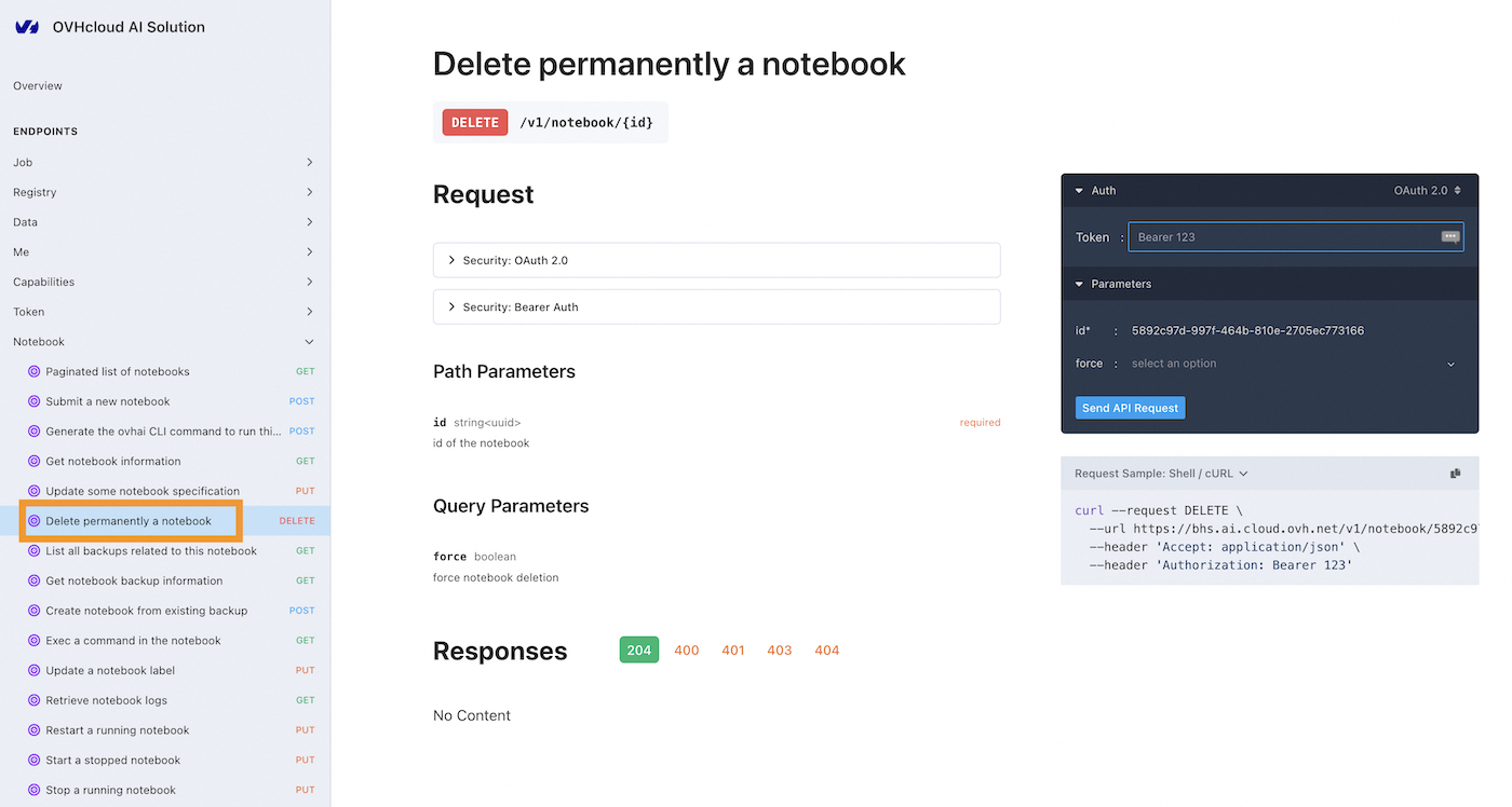 Delete a Notebook API