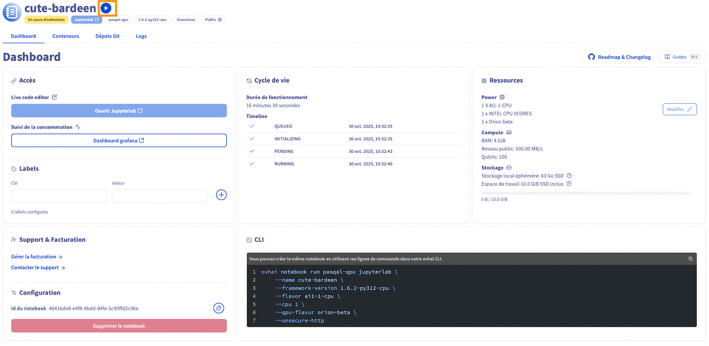 Restart a Notebook Control Panel manager