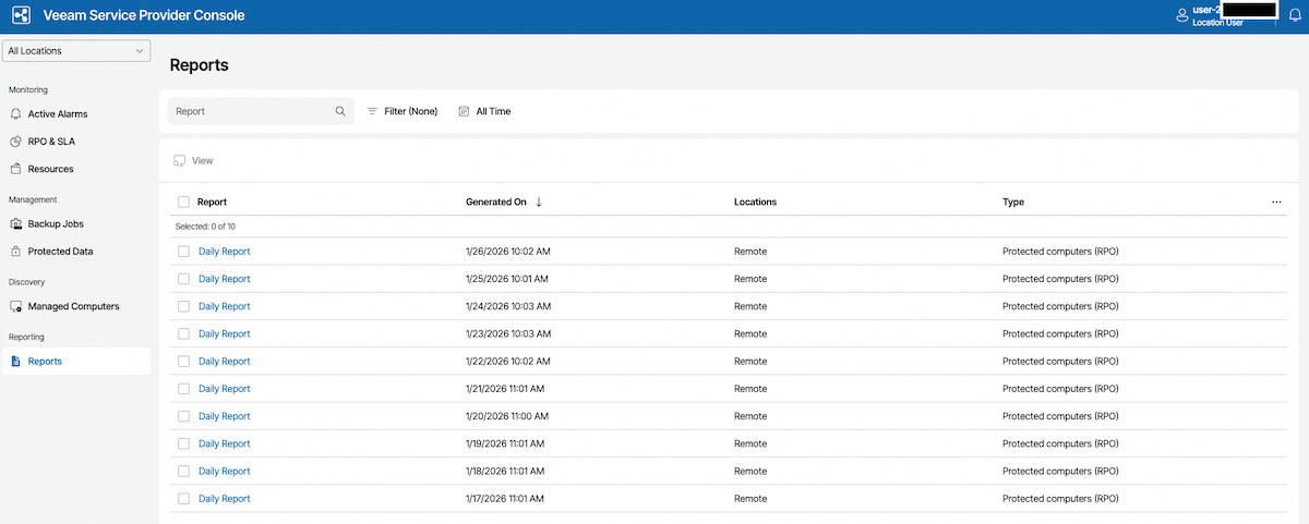 Backup Agent Reports