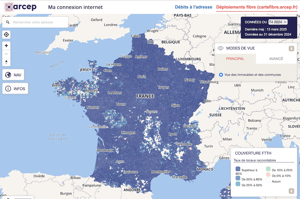 ARCEP - Déploiements fibre