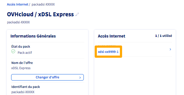 serviceName dans espace client