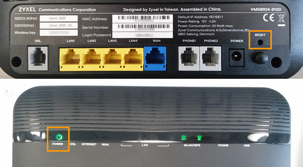 Bouton de réinitialisation