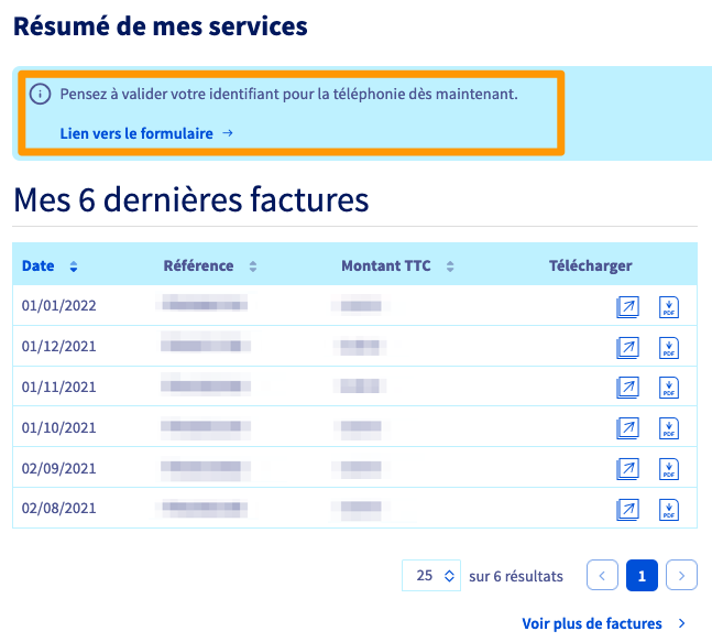 procédure espace client